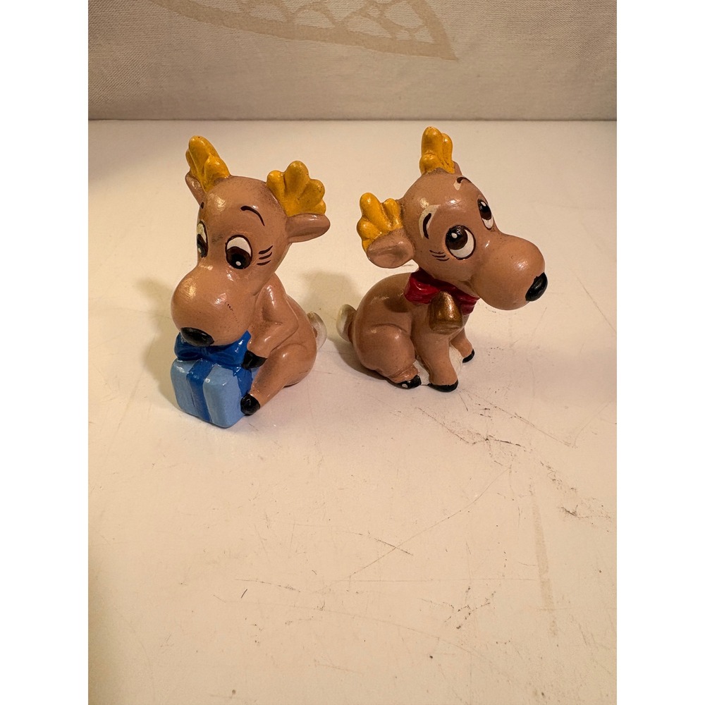 Vintage Style Ceramic Reindeer Figurines Set of 2 Christmas Deer